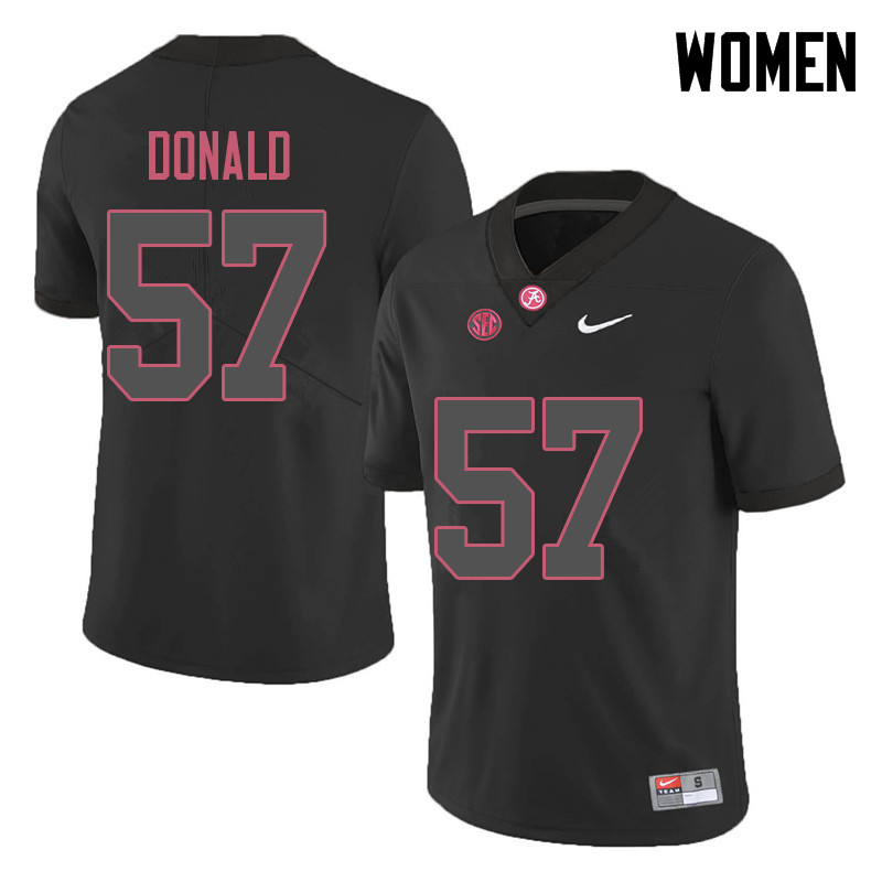Alabama Crimson Tide Women's Joe Donald #57 Black NCAA Nike Authentic Stitched 2018 College Football Jersey WT16J43NY